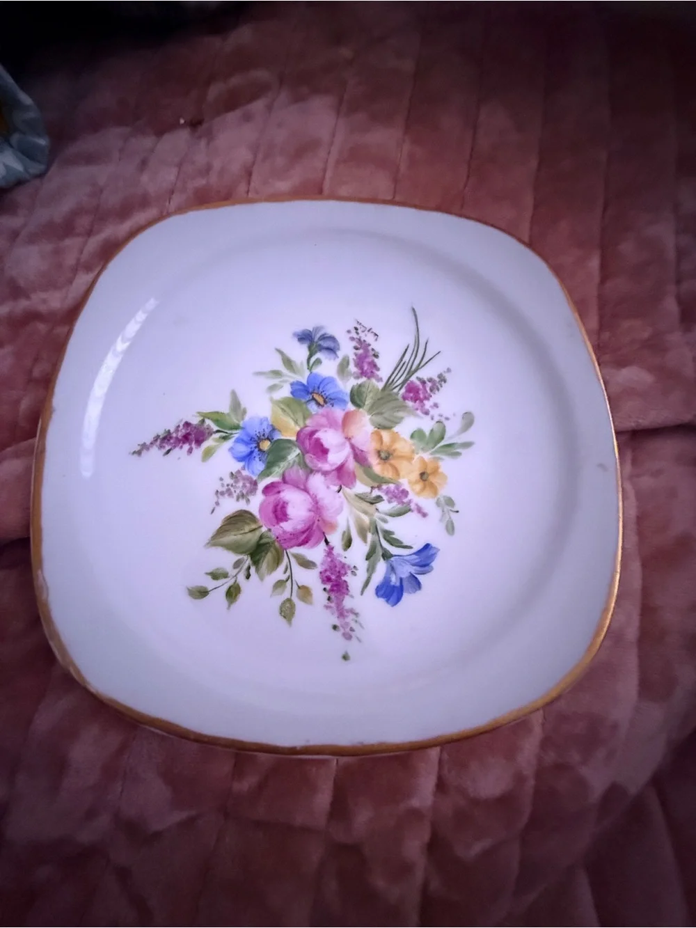 Vintage Schönwald Germany Floral Porcelain Dish Gold Trim